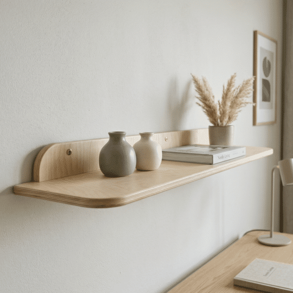 polička na stěně z březové překližky